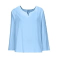 thumbnail image 3 of Ailaofu Tops for Women Cotton and Linen Brief Breathable Comfy Solid Color Short Long Sleeve Loose Casual T Shirt Blouse, 3 of 6