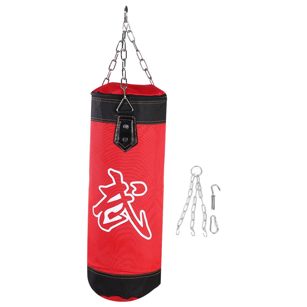 Red-0.6m Unfilled Boxing Hanging Punching Bag MMA Fight Karate Fitness Punch Sand Bag Kicking Bag with Chains Set Boxing Bag