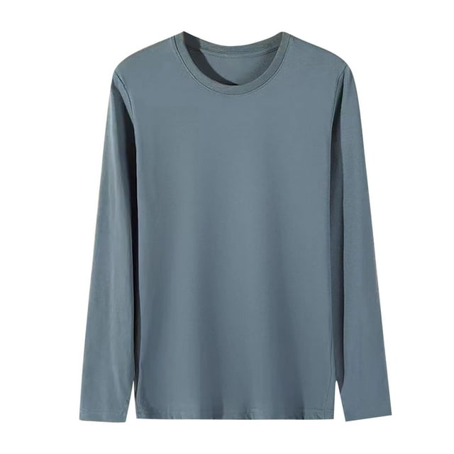 fatyb T-Shirts à Manches Longues pour Hommes Grande Taille Col Ras du Cou T-Shirts Basiques à Manches Longues T-Shirts Décontractés pour Hommes