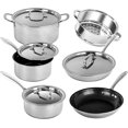 thumbnail image 1 of Granitestone 10-Piece Nonstick Hammered Stainless Steel Cookware Set with Stay Cool Handles, 1 of 7
