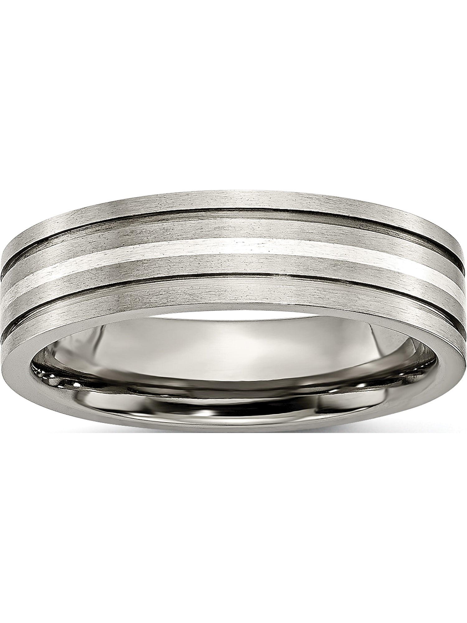 Best Designer Jewelry Titanium Sterling Silver Inlay 6mm Brushed Band Best Designer Jewelry Titanium Sterling Silver Inlay 6mm Brushed Band