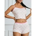 thumbnail image 5 of Womens Cami Pajama Set Sexy Shorts Sets Bow/Flower/Heart Print Camisole and Shorts Summer 2 Piece, 5 of 6