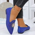 thumbnail image 4 of Xfvqtps Womens Flat Shoes Pointed Toe Rhinestone Embellishment Moccasins Quilted Insole Slip on Casual Flats Comfortable Everyday Shoes Blue, 4 of 9