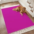 thumbnail image 3 of Kitchen Runner Rugs, Rose Red Solid Color 3'x5' Throw Rug with Tassels, Modern Minimalist Art Washable Soft Floor Carpet Runner for Hallway Bedroom Bathroom Laundry Room, 3 of 9