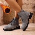 thumbnail image 2 of Womens Combat Boots Faux Suede Lace Up Chunky Platform Lightweight Non Slip Work Hiking Booties, 2 of 7