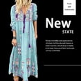 thumbnail image 4 of Vestido largo con estampado floral bohemio Cuello en V Cordón con cordones Ropa de manga larga Speravity AP000133-40B, 4 of 6