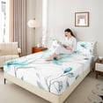 thumbnail image 4 of jejeloiu Vintage Flower Full Size Sheets,Modern Minimalist Desgin Bed Sheets,Light Blue White Sheet Sets For Men Women,Ultra Soft Home Decor,4pcs, 4 of 7