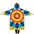 thumbnail image 2 of Oversized Wearable Blanket Hoodie,Colorful Rainbow Tie Dye Spiral Pattern Sherpa Blanket Hoodie with Super Pockets,Super Warm Fuzzy Pullover for Women & Men, 2 of 6