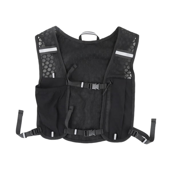 Mochila de hidratación para mujer y hombre con bolsillo para teléfono y llaves, chaleco ajustable para correr Negro