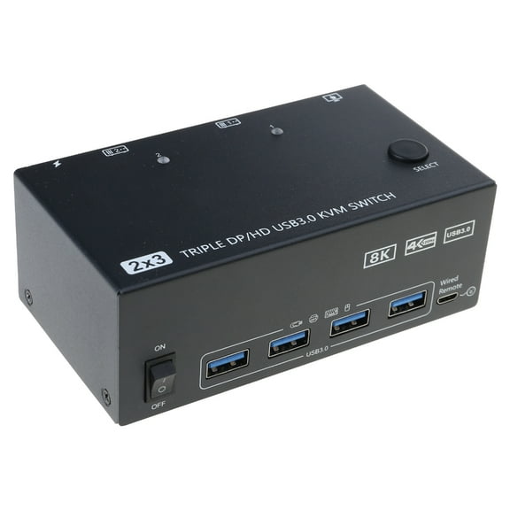 Milue Advanced KVM Switching for 2Computers 2 8K Monitors with USB 3.0 Expansion