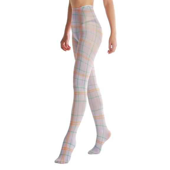 Womens Thigh High Tights Stockings Plaids Printed Pantyhose Stockings Leggings Socks Long Body Thigh High Stockings