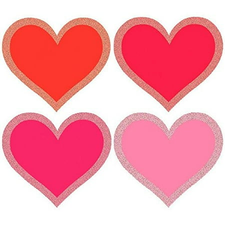 Heart Package Valentine's Day Packaged Mini Glitter Hearts Cutouts Party Decoration (Pack Of 50), Multicolor, 2 1/2