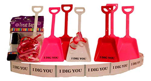 7 Inches Tall Made in America 24 I Dig You Stickers 24 Of The Orginial Small Toy Plastic Shovels White 