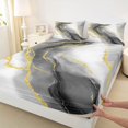 thumbnail image 3 of Homewish Marble Texture Road Twin Sheet Sets,Gold Gray Twin Fitted Sheet,Modern Fluid Art Flat Sheet For Girl,Microfiber Room Decoration,3-Piece, 3 of 7