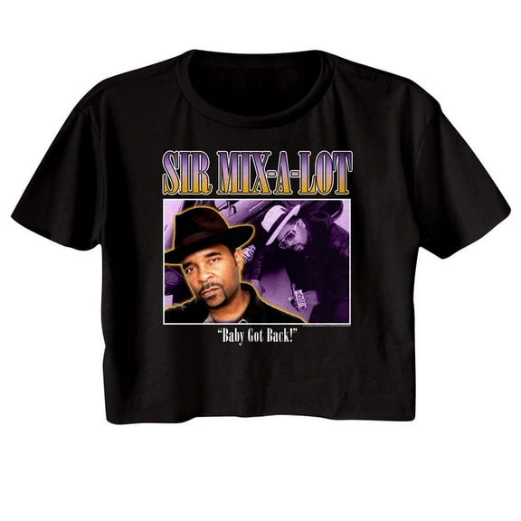 Sir Mix-a-Lot 90's Style Box Black Women's Festival Cali Crop T-Shirt