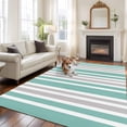 thumbnail image 3 of Area Rug 60×96in, Turquoise Grey Minimalist Stripe Floor Carpet Living Room Rug, Colorful Contrast Line Non-Slip Welcome Mat Indoor Rugs for Bedroom Dining Room, 3 of 9