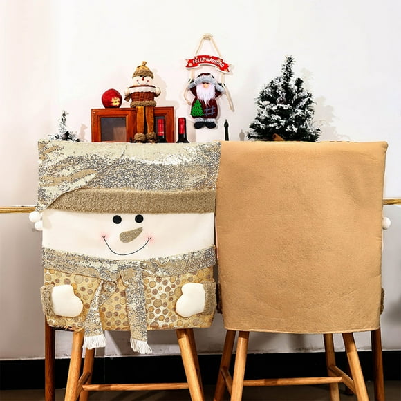 Christmas Decoration Chair Cover Snowman Chair Cover Gold Sequins