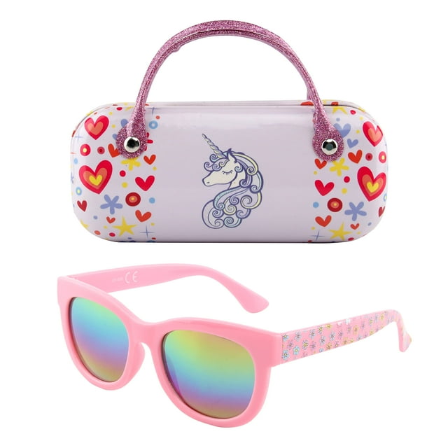 Gafas de sol KENBO para niñas con protección UV400 y estuche de unicornio