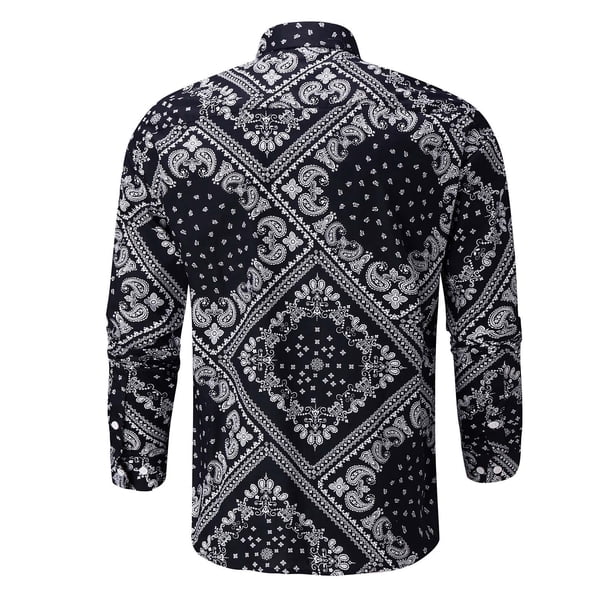 Camisas Hombre Camiseta de primavera y verano para hombre, camiseta hawaiana de manga larga con estampado Floral, camiseta informal de playa con botones para trabajo y oficina (Black, 4XL)
