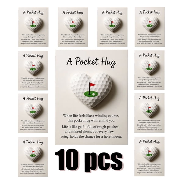 KOYPTL 10pc-Sports Themed Encouragement Gift for Sports Enthusiasts Friends,Heart-Shaped Ball Pocket Hug Collection with Sports Emotional Support Good Luck Card for Christmas Holiday Presents (Golf)