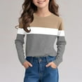 thumbnail image 6 of ZOYOEN Boys Striped T Shirts- Fashion Casual Long Sleeve Crewneck Kids Basic Tees Khaki Size 4-14, 6 of 7