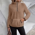 thumbnail image 5 of BUIGTTKLOP Fuzzy Fleece Sweatshirts for Women 1/4 Zip Pullover Tops Long Sleeve Shirts Thiken Winter Warm Pullovers with Pockets, 5 of 8