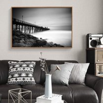 wall26 Floating Framed Canvas Wall Art for Living Room, Bedroom Black and White Bridge Canvas Prints for Home Decoration Ready to Hang - 24x36 inches