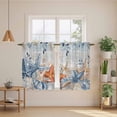 thumbnail image 2 of Blue Coastal Kitchen Curtain for Berdoom Living Room Cafe 45 Inch Length, Summer Beach Starfish Weeping Eucalyptus Vintage Tiers Curtains Light Filtering Drapes Window Treatment 2 Panels 52"Wx45"L, 2 of 8
