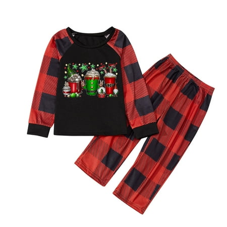 

Nomeni Family Matching Christmas Pajamas Christmas Print Pjs Plaid Long Sleeve Tops And Pants Soft Casusal Holiday Sleepwear
