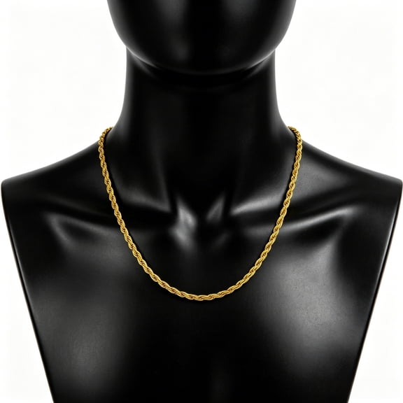 10k Real Gold Polished Necklace for Men, Real Solid Yellow Gold 4mm Mariner Link Chain Necklace for Men, Lobster Claw- 18"