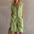 thumbnail image 2 of mihongmao Country Concert Outfits for Ladies Vacation Sets Women's Casual 2 Piece Outfit Long Sleeve Button Down Cardigan and Loose Wide Leg Cargo Pants with Pockets Tracksuit Set Green M, 2 of 6