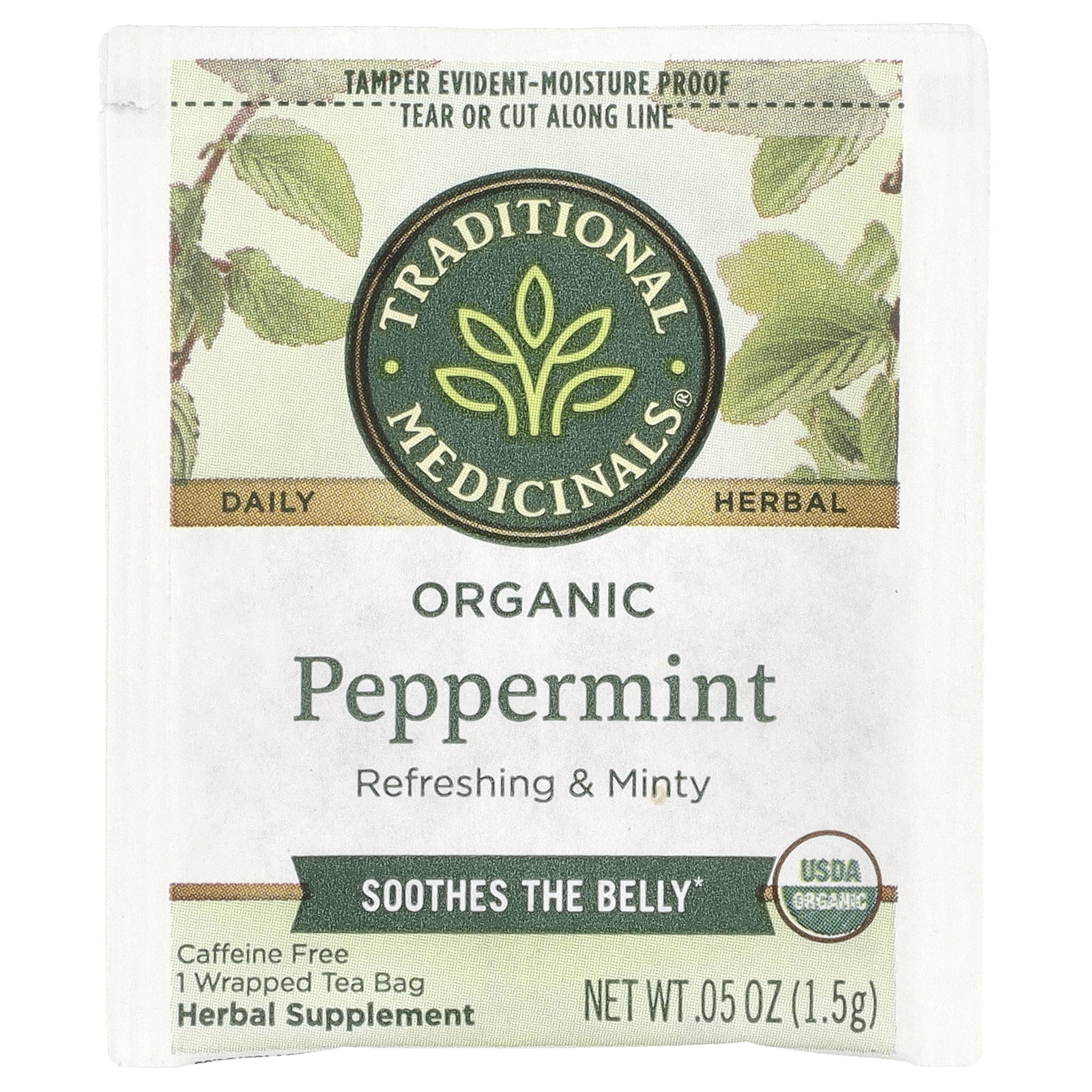 Traditional Medicinals Herbal Tea, Organic Peppermint, Caffeine Free , 48 Tea Bags, 2.53 oz (72 g)