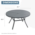 thumbnail image 2 of Vicllax Outdoor Patio Dining Table Dia.53" Slatted Tabletop Metal Frame with Umbrella Hole, Gray, 2 of 7