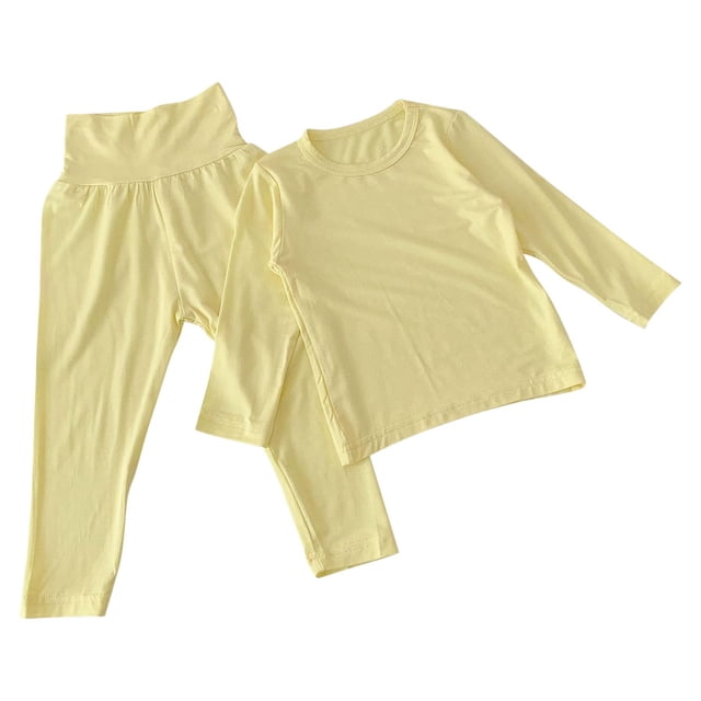 Odeerbi 2-12 Años Niños Niñas Modal Pijamas Manga Larga Pantalones Cintura Alta Conjunto Ropa de Dormir Niños Dos Piezas Conjunto Pijama