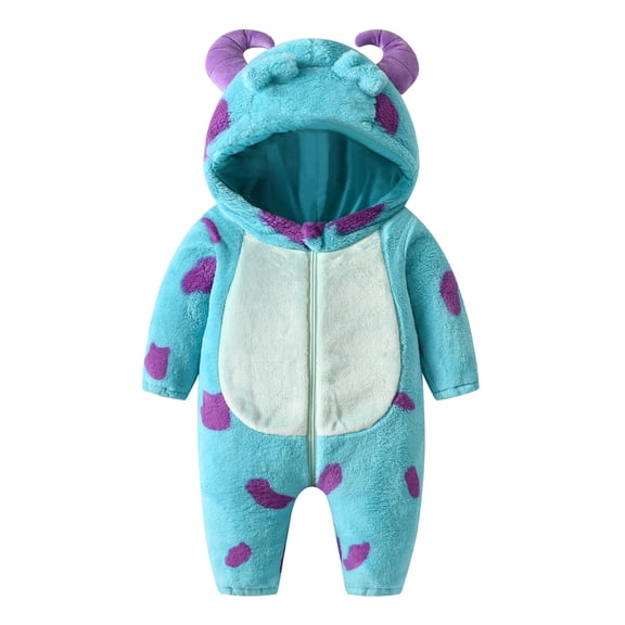 LMLYSoH Infant Fleece Jumpsuit Cartoon Animal Horn Hooded Warm Thicken Winter Rompers Outwear Snowsuit for Baby Girls and Boys