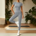 thumbnail image 3 of Aofany Workout Sets for Women 2 Piece Tracksuit Set Athletic Yoga Outfits Stretchy Yoga Workout Set Comfortable Gym Leggings And Short Sleeve Top Set, 3 of 6
