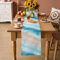 thumbnail image 2 of Blue Coastal Table Runner 70 Inches, Beach Nautical Seaside Ocean Beige Bed Runner Dresser Scarves Tabletop for Indoor Outdoor Parties/Ceremony/Banquet, 13" x 70", 2 of 9