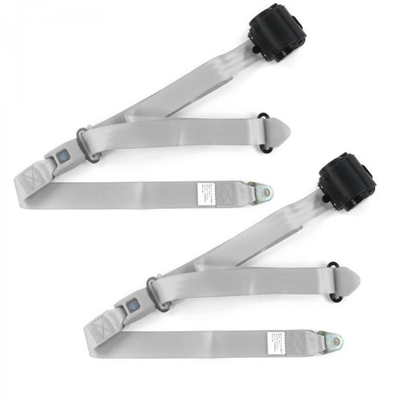 AMC Gremlin 1970-1979 Standard 3 Point Gray & Grey Retractable Bucket Seat Belt Kit - 2 Belts