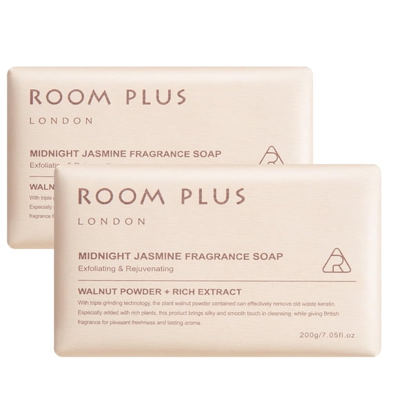 Jabón en barra con fragancia, polvo de jazmín y nuez, exfolia Big Brick of Bath Soap (paquete de 2 14 onzas) ROOMPLUS-PLANT SOAP Hidratante Jabón de limpieza suave para el cuerpo Jabón sólido de tripl