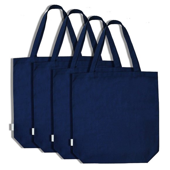 Augbunny Bolsa De Compras De Lona 100 % Algodón, Paquete De 4