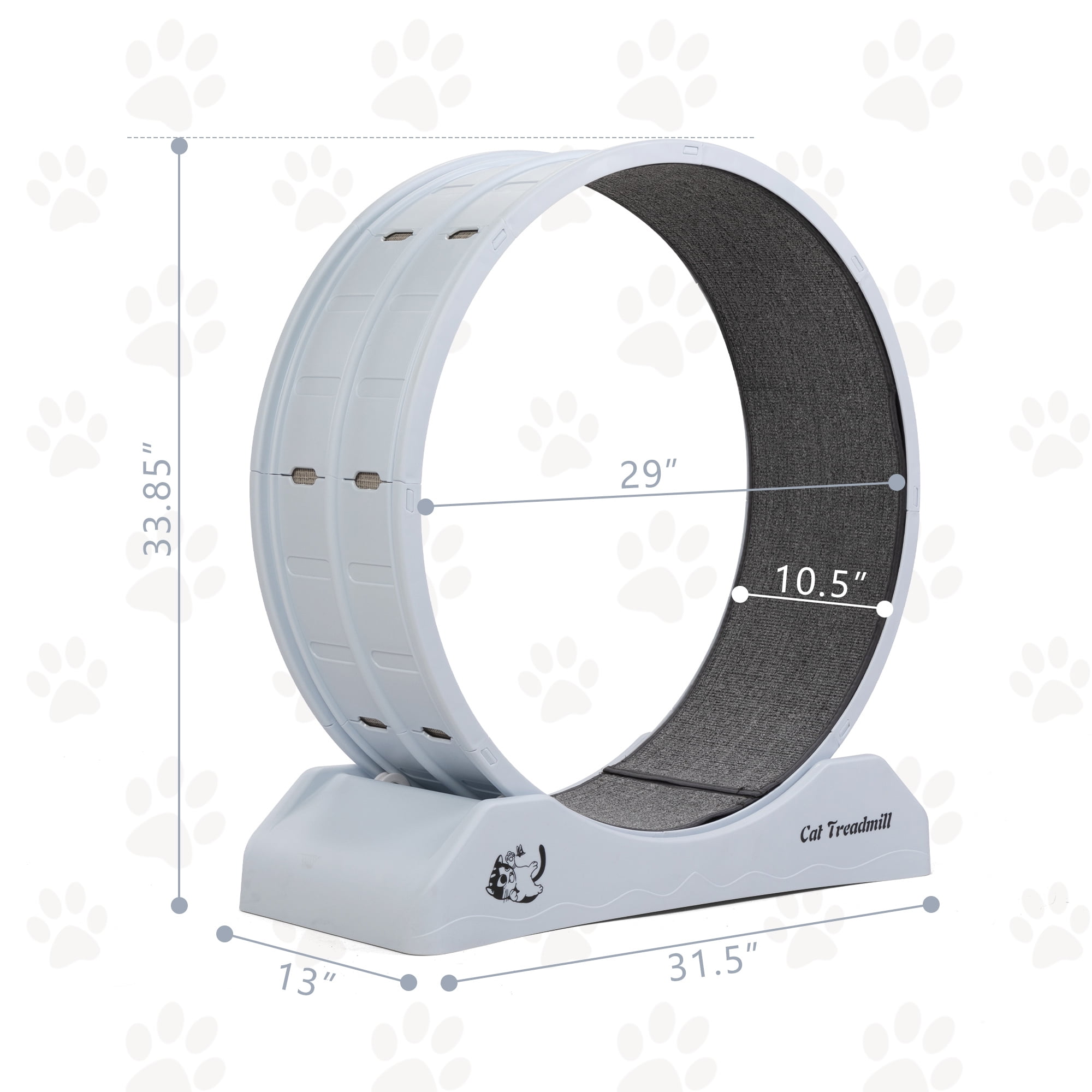 resenkos 31" Cat Exercise Wheel for Indoor Cats, Cat Running Wheel with Carpeted Runway, Cat Sport Treadmill Wheel for Kitty’s Longer Life, White