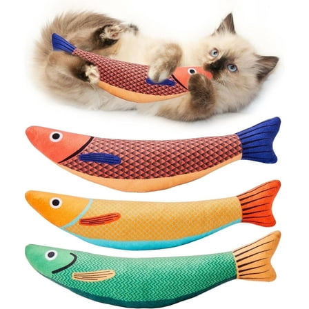 Cat Toys Saury Fish, 3 Pack Catnip Toys Crinkle Sound Soft and Durable, Interactive Cat Kicker Toys for Indoor Kitten Exercise 9.4 Inches for All Breeds