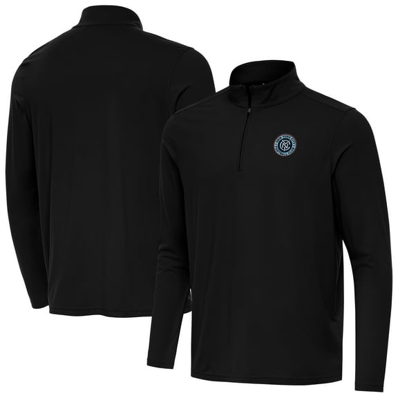 Men's Antigua Black New York City FC Intent Quarter-Zip Pullover