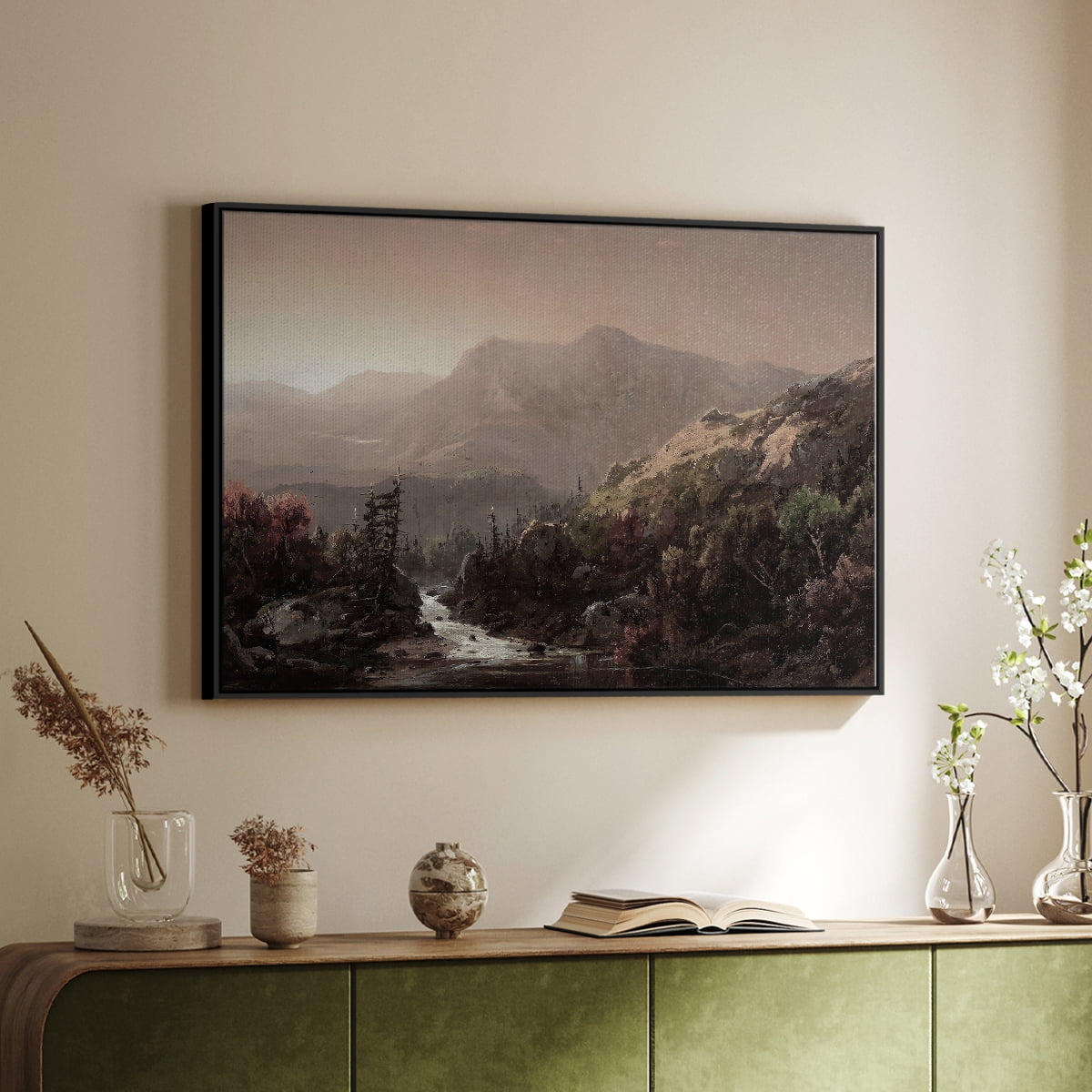 Vintage Landscape-CCCXXI By Wexford Home Framed in Black Wood Gallery Wrapped Canvas 17 in. x 25 in.