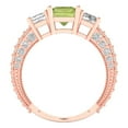 thumbnail image 4 of 3.61 ct Emerald Cut Natural Peridot 3 Stone 18K Rose Gold Womens Engagement Ring, 4 of 5