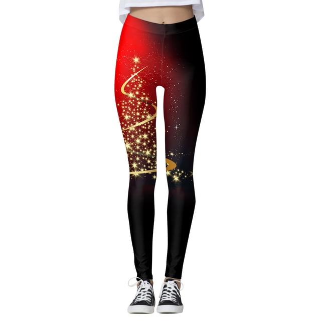 Gibobby Leggings deportivos mujer Pantalones estampados navideños personalizados para mujer, mallas navideñas de muñeco de nieve para fiesta de Papá(Negro,G)