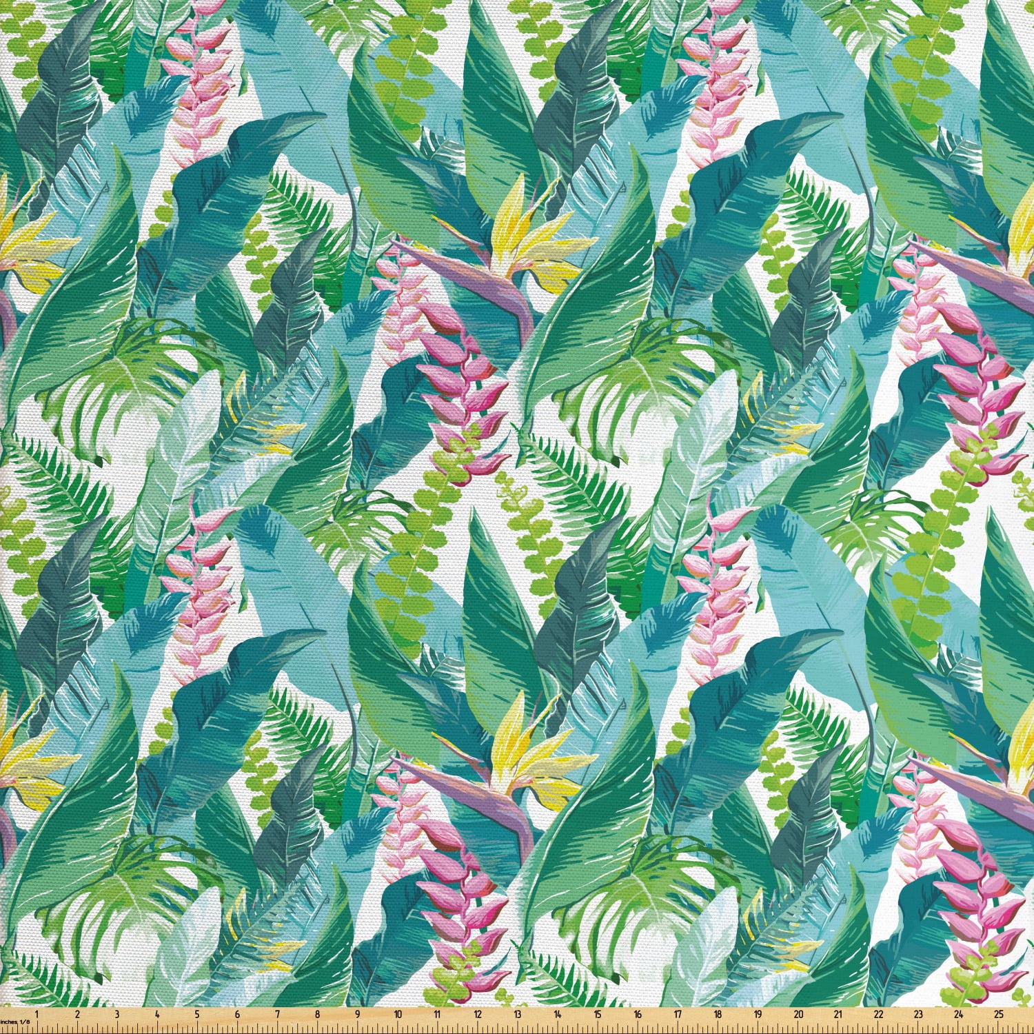 Watercolor Fabric by The Yard, Exotic Jungles of Hawaii Inspired Fresh