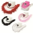 thumbnail image 3 of Rhinestone Love Heart Women Glitter Cowboy Hat Fur-edged Cowgirl Hats Women Funny Performance Costume Cosplay Hat for Wedding Carnival Party, 3 of 9