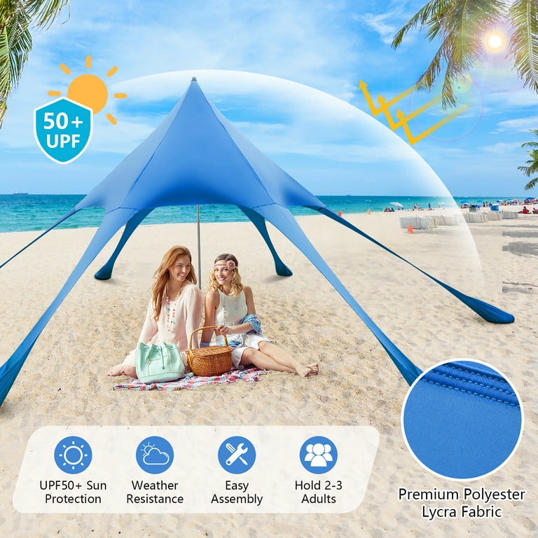 Costway 20 x 20 FT Beach Sunshade Canopy UPF50+ with Carry Bag & 8