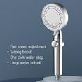 thumbnail image 5 of Turbo Shower Head, High Pressure Shower Nozzle, 5 Spray Modes, One Touch Water Stop, Plastic Construction, Silver Finish, for Bathroom, Shower, and Home Use, by FAJHHA, 5 of 8